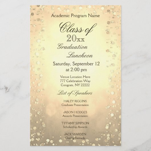 Graduation Luncheon Gold Confetti (Front)