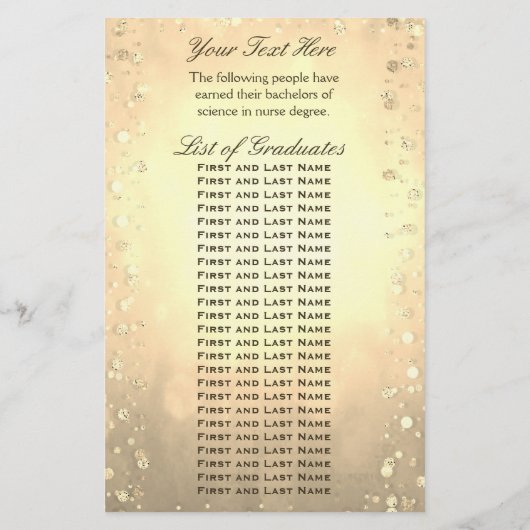 Graduation Luncheon Gold Confetti (Back)