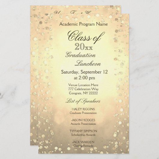 Graduation Luncheon Gold Confetti (Front/Back)