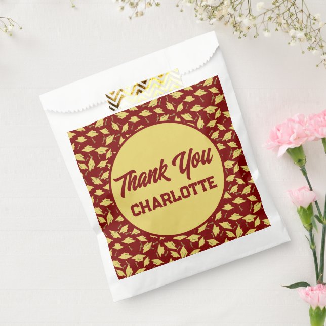 Graduation Maroon and Gold Party Thank You Favor Bag (Sealed)
