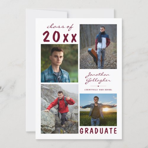 Graduation Maroon Burgundy 5 Photo Script Announcement