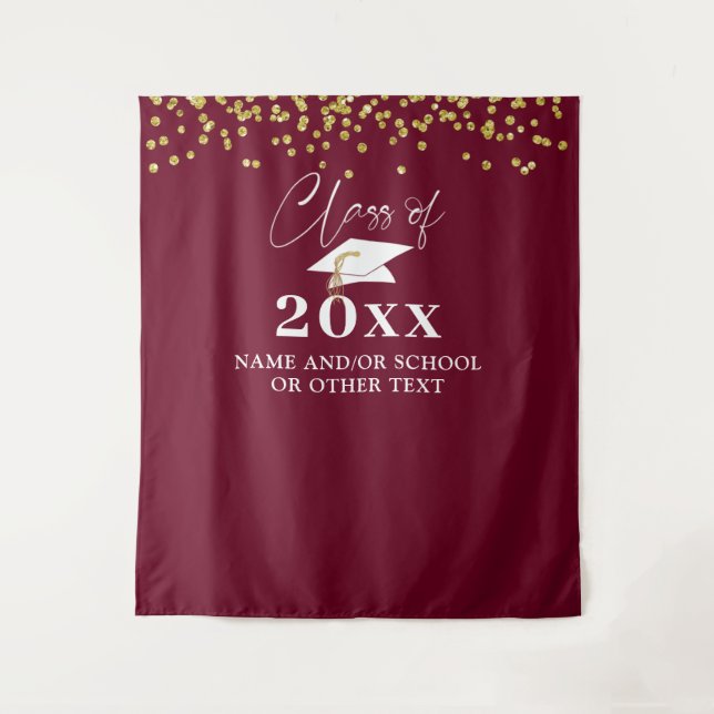 Graduation Maroon Confetti Photo Backdrop (Front)