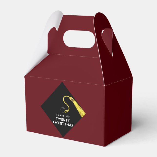 Graduation Maroon Favor Boxes (Front Side)