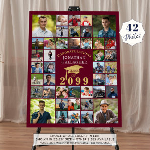 Graduation Maroon Gold Congrats 42 Photo Collage Foam Board