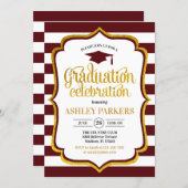 Graduation - Maroon Gold White Invitation (Front/Back)