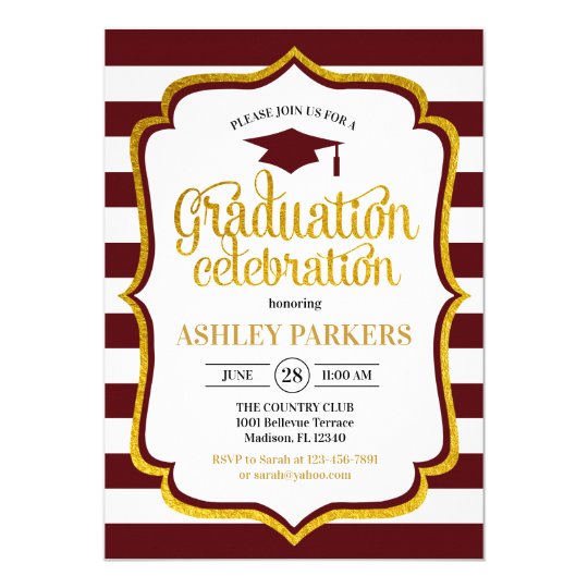 Graduation - Maroon Gold White Invitation | Zazzle.com