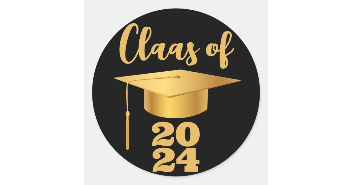 Graduation Maroon Metallic Gold Class Year Classic Round Sticker | Zazzle