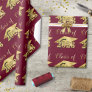Graduation Maroon Metallic Gold Class Year Wrapping Paper