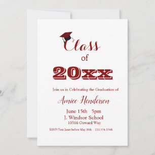 Graduation Maroon & White Invitation Class of 2024