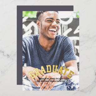 Graduation Masculine Modern Personalized Foil Invitation