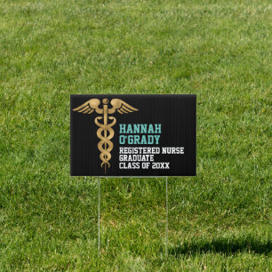 Graduation Medical Caduceus Registered Nurse Blue Sign