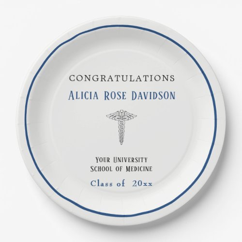 Graduation Medical School Caduceus   Paper Plates