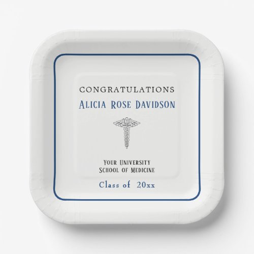 Graduation Medical School Caduceus Paper Plates