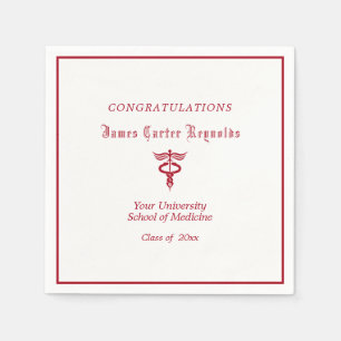 Graduation, Medical School, Red Caduceus   Napkins