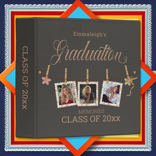 Graduation Memories Photo String with Clips Album 3 Ring Binder