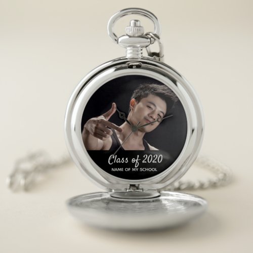 Graduation men photo male text graduate class 2020 pocket watch