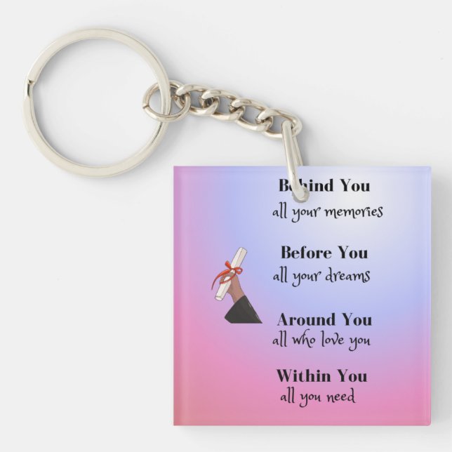 Graduation Message on a  Keychain (Front)