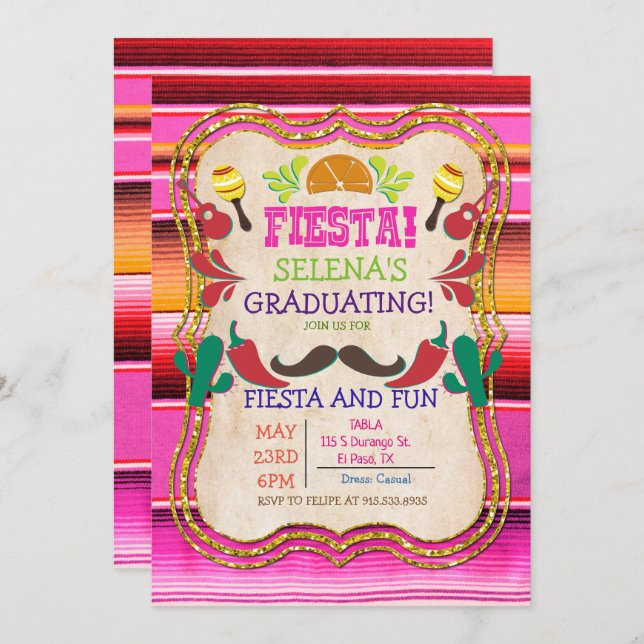 Graduation Mexican Fiesta Invitation (Front/Back)