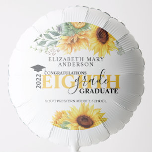 Graduation Middle School Sunflower Floral Balloon