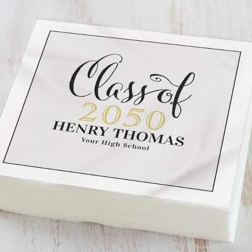 Graduation Minimal Modern Class Of Script Gold Napkins