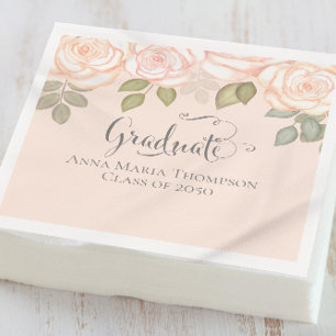 Graduation Minimalist Elegant Modern Script Peach  Napkins