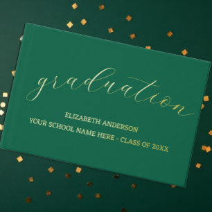 Graduation Minimalist Green Foil Guest Book