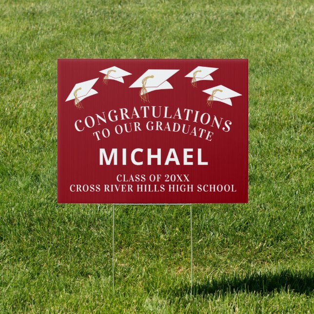 Graduation Minimalist Red Congratulations Graduate Sign (Insitu)