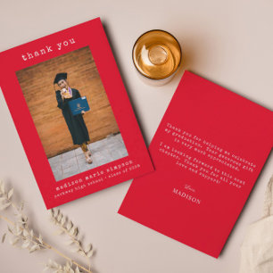 Graduation Minimalist Simple Photo Thank You Note Card