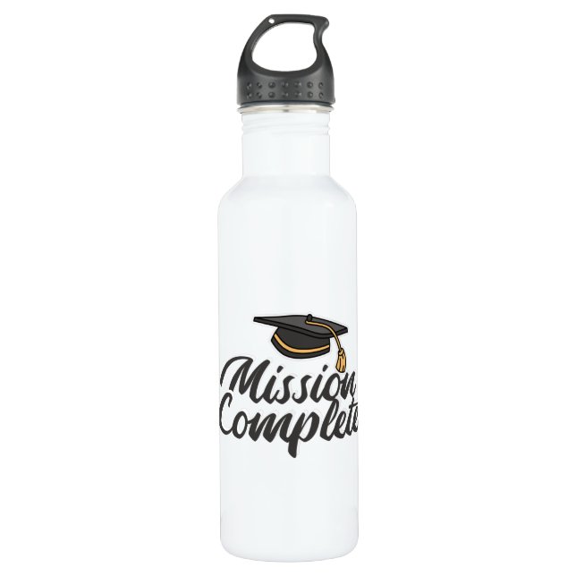 Graduation Mission Complete Stainless Steel Water Bottle (Front)