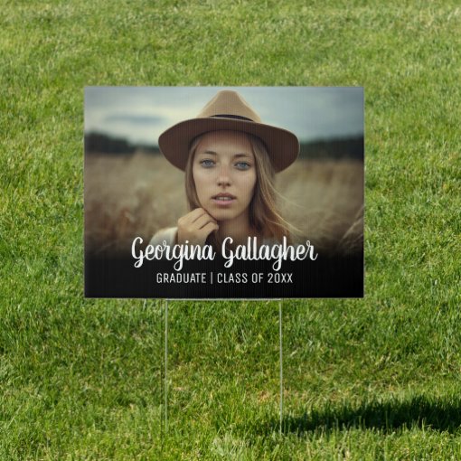 Graduation Modern Bold Photo | Grad Name Script Sign | Zazzle