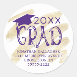 Graduation Modern CONGRATS GRAD Return Address Classic Round Sticker