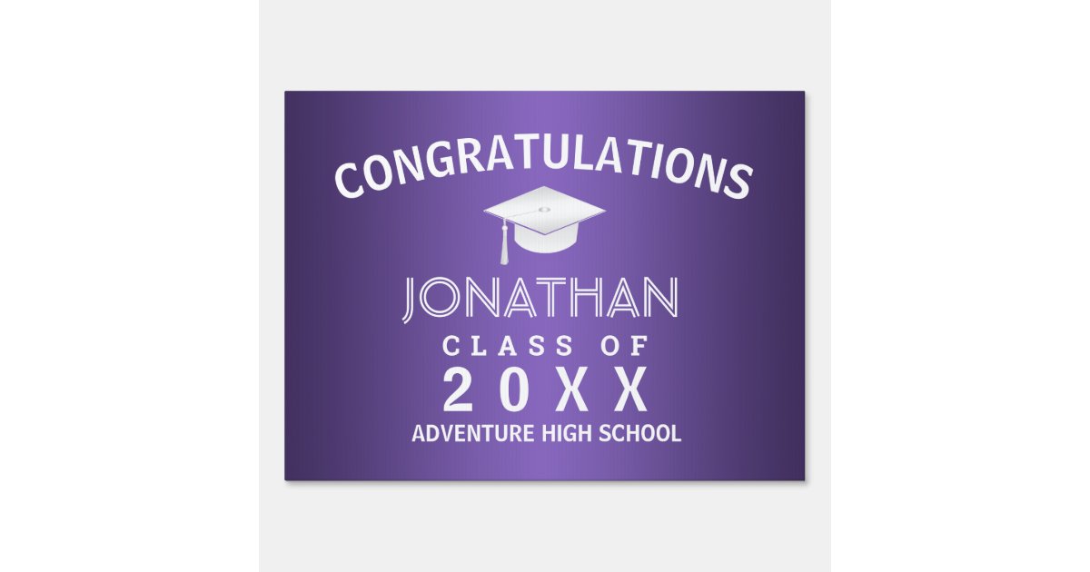 Graduation Modern Congratulations Purple Yard Sign | Zazzle