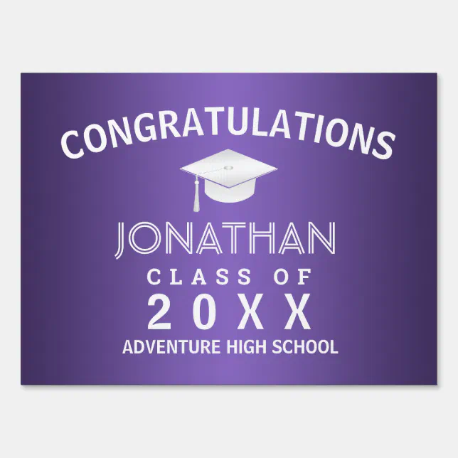Graduation Modern Congratulations Purple Yard Sign | Zazzle