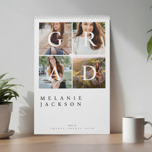 Graduation Modern Elegant Grad Photo Collage Calendar