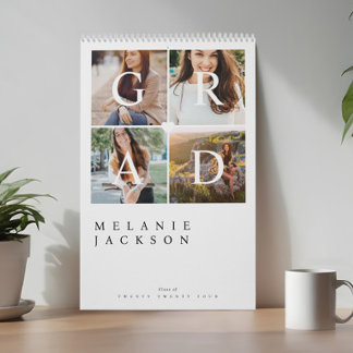 Graduation Modern Elegant Grad Photo Collage Calendar