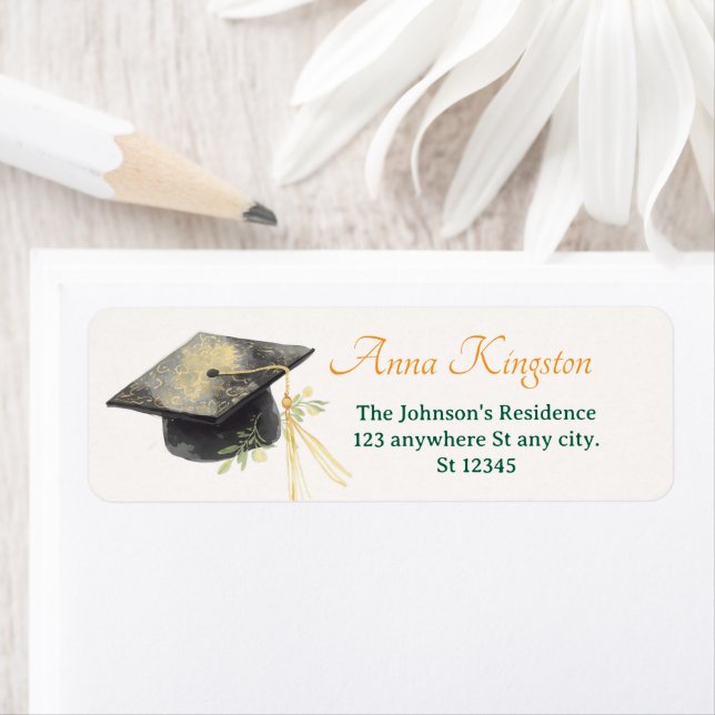 Graduation Modern Elegant Return Address Labels (Insitu)