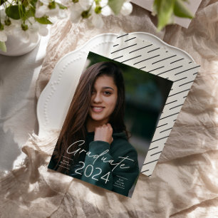 Graduation modern elegant script photo invitation