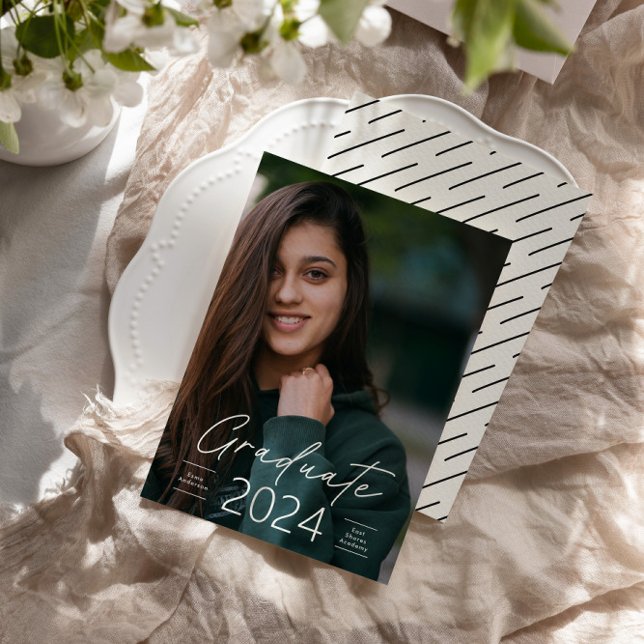 Graduation modern elegant script photo invitation (Creator Uploaded)