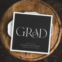 Graduation Modern Elegant Type Black Napkins
