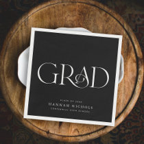 Graduation Modern Elegant Type Black Napkins