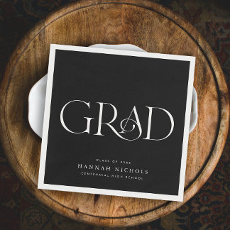 Graduation Modern Elegant Type Black Napkins