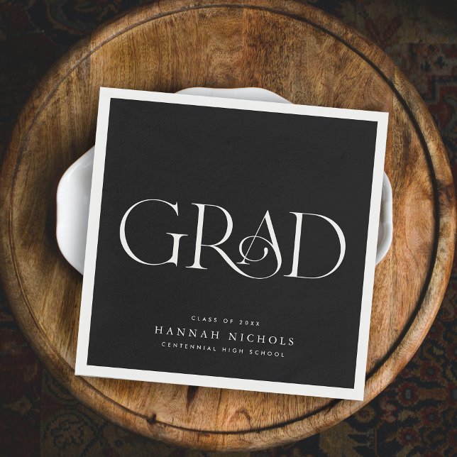 Graduation Modern Elegant Type Black Napkins (Creator Uploaded)