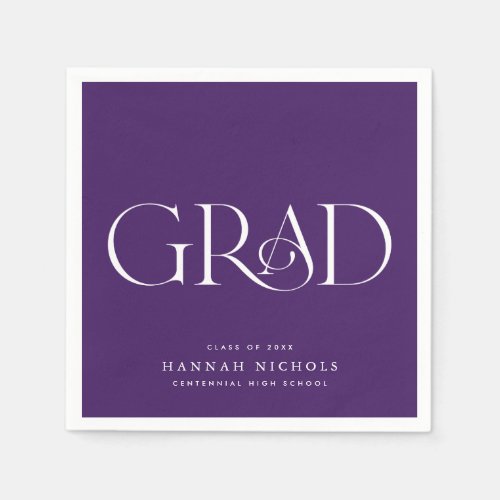 Graduation Modern Elegant Type Purple Napkins