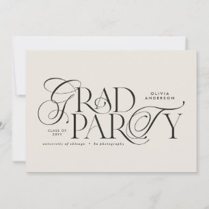 Graduation modern elegant typography black & white invitation