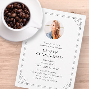 Graduation Modern Geometric Minimalist Photo Invitation