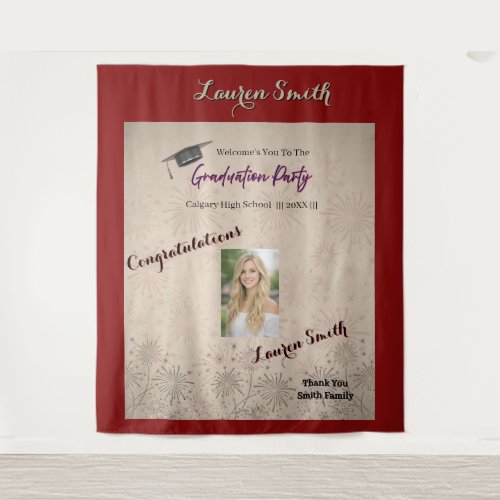 Graduation Modern Graduation Party Invitation Tapestry