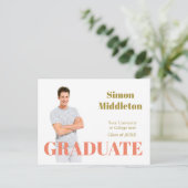 Graduation Modern Headline Graduate Photo Male Postcard (Standing Front)