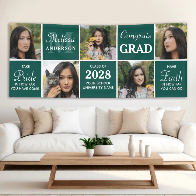 Collage Banner Examples Graduation Modern Inspirational 5 Photo Collage Banner | Zazzle