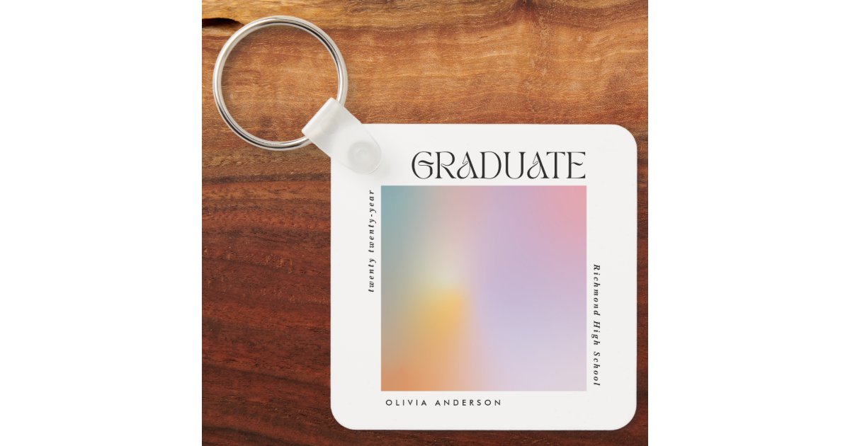 Graduation modern minimal aura pastel typography keychain | Zazzle