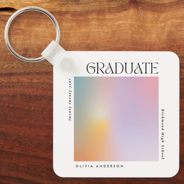Graduation modern minimal aura pastel typography keychain (Front)
